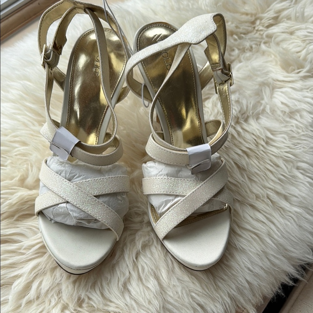 Women’s Ivory Glitter Strappy High Heel Sandals